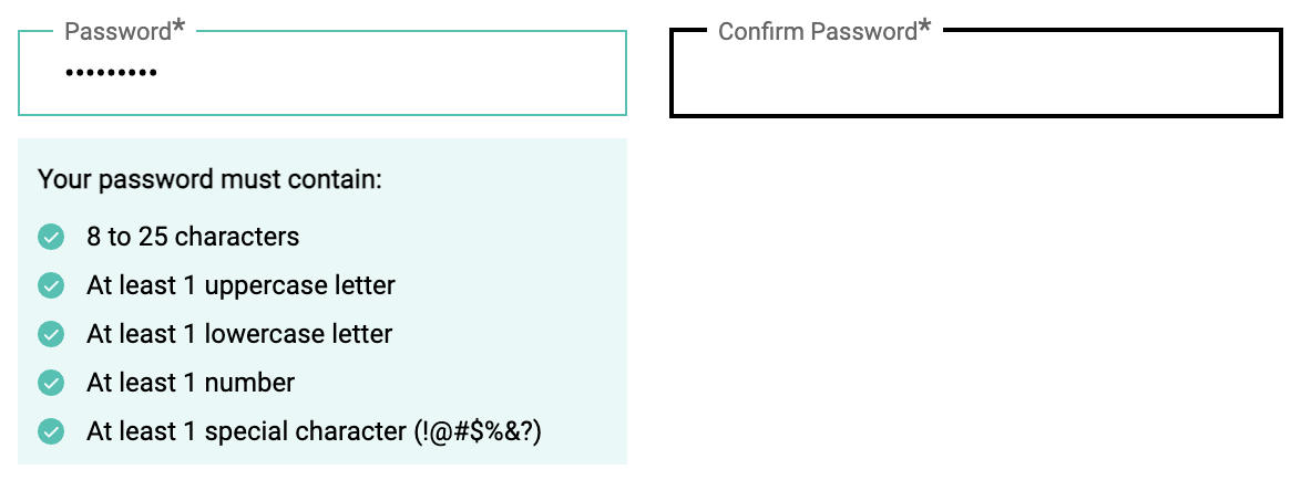 password inputs without revealing option and that do not allow
copy-and-paste for confirmation