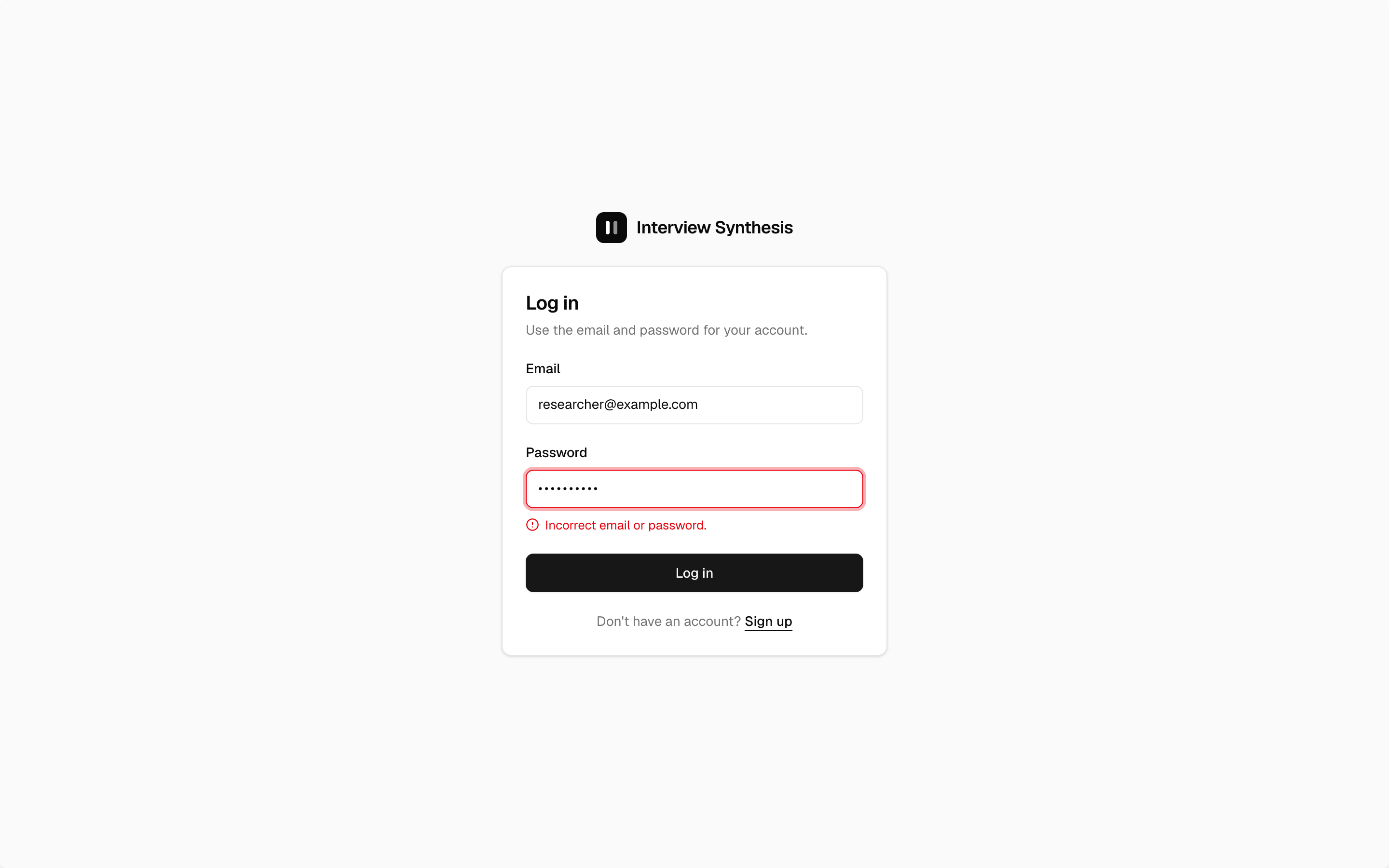 Claude Design: log in screen, frame 01b