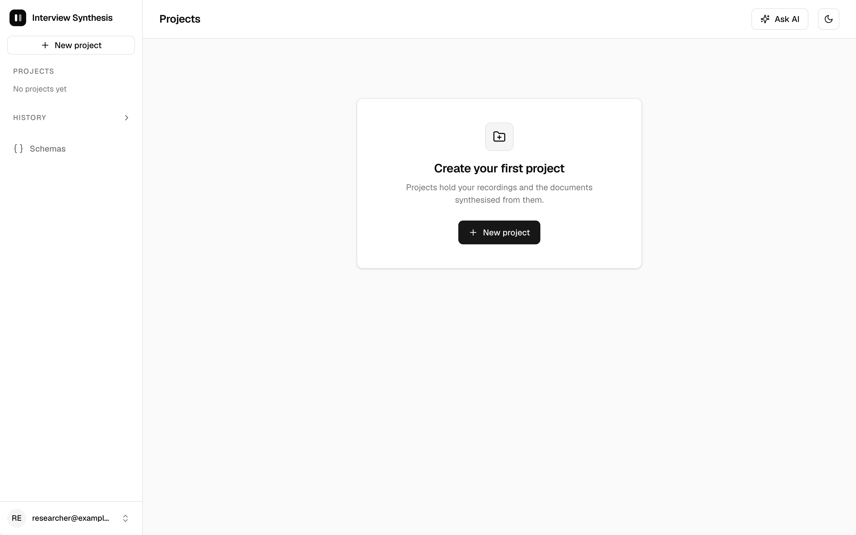 Claude Design: empty state (first sign-in) screen, frame 03a