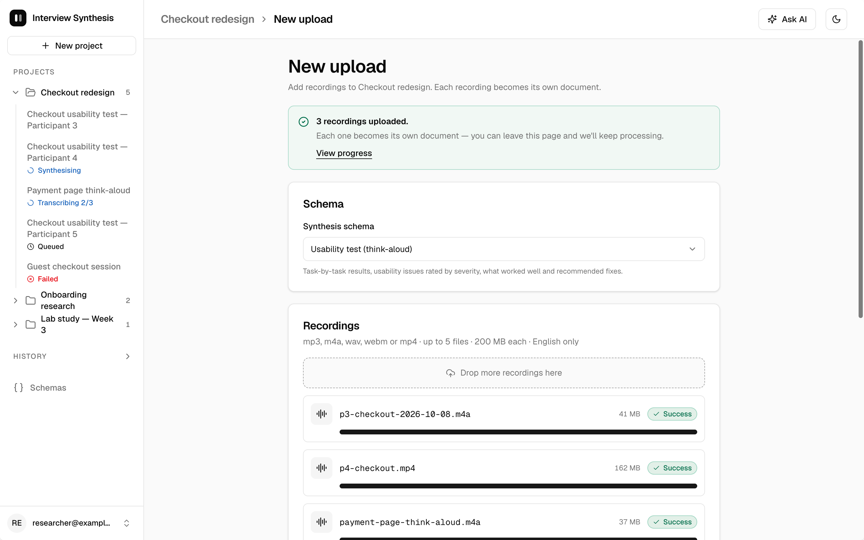 Claude Design: new upload screen, frame 05d