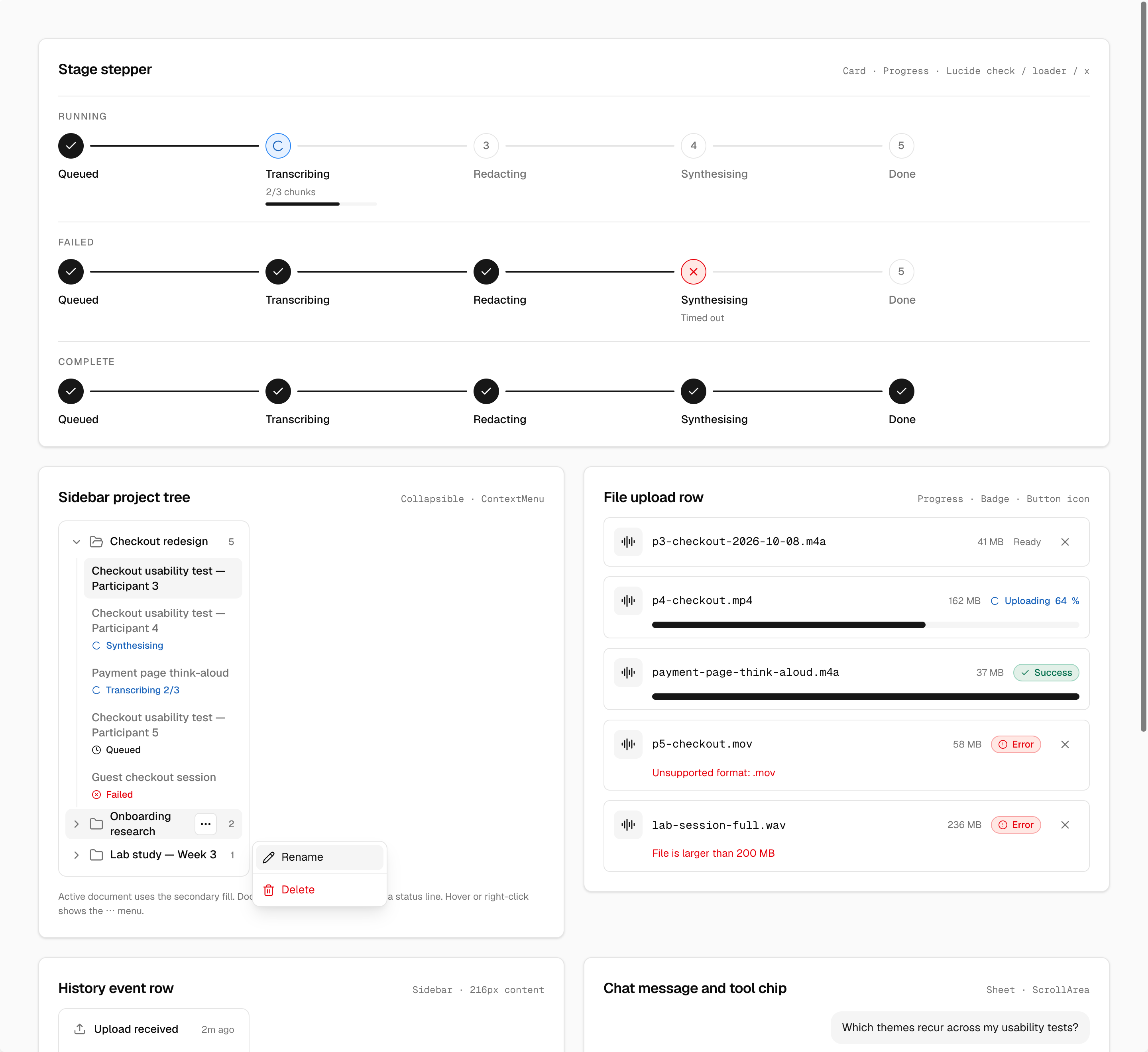 Claude Design: component sheet