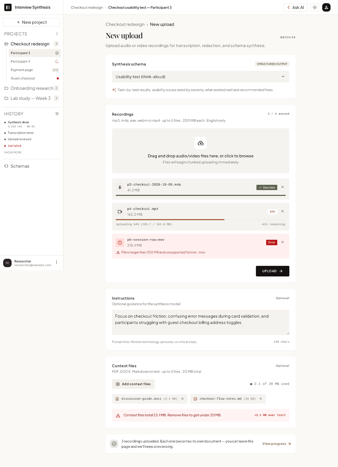 Google Stitch E1: new upload screen