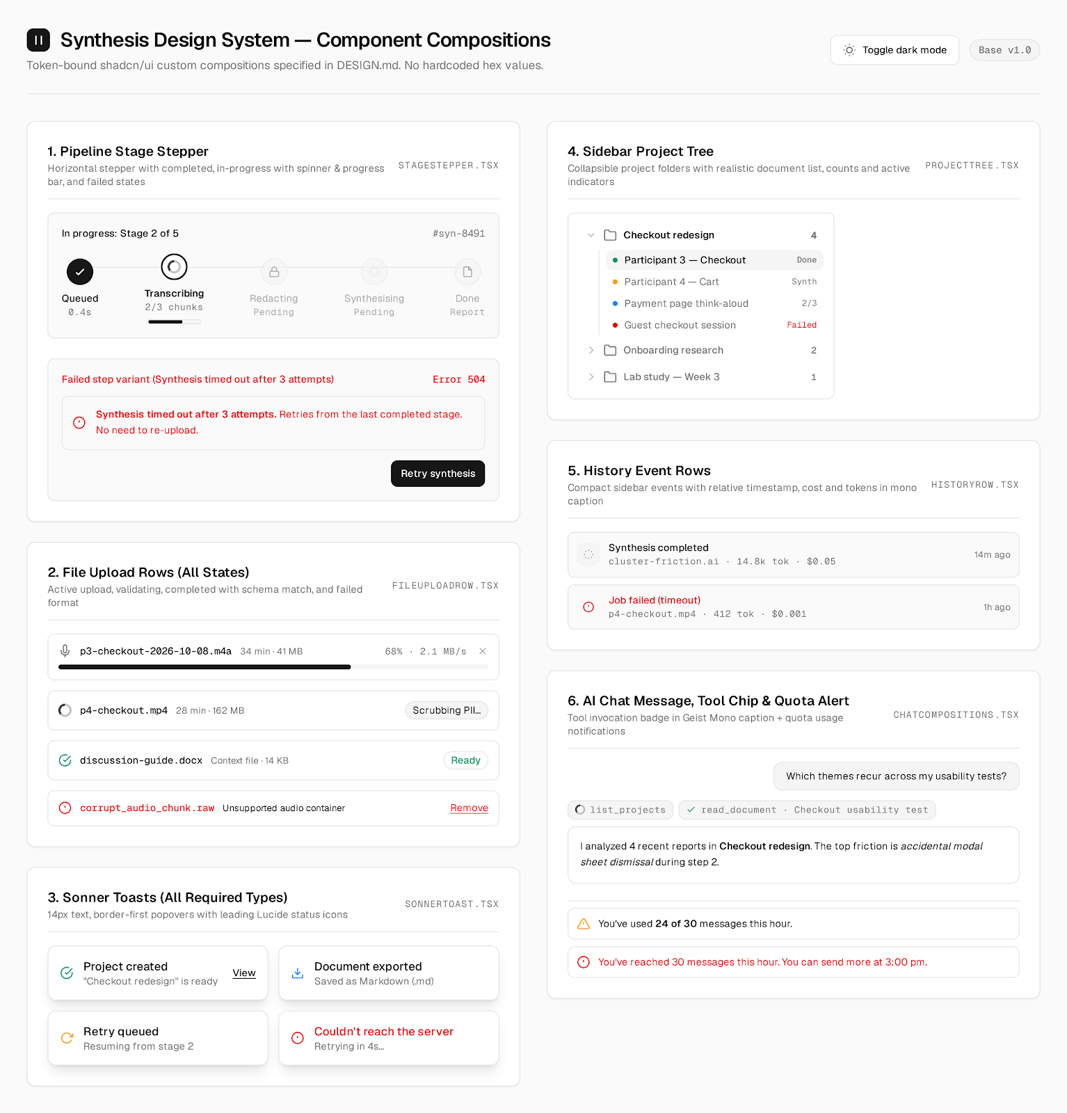 Google Stitch E2: component sheet screen