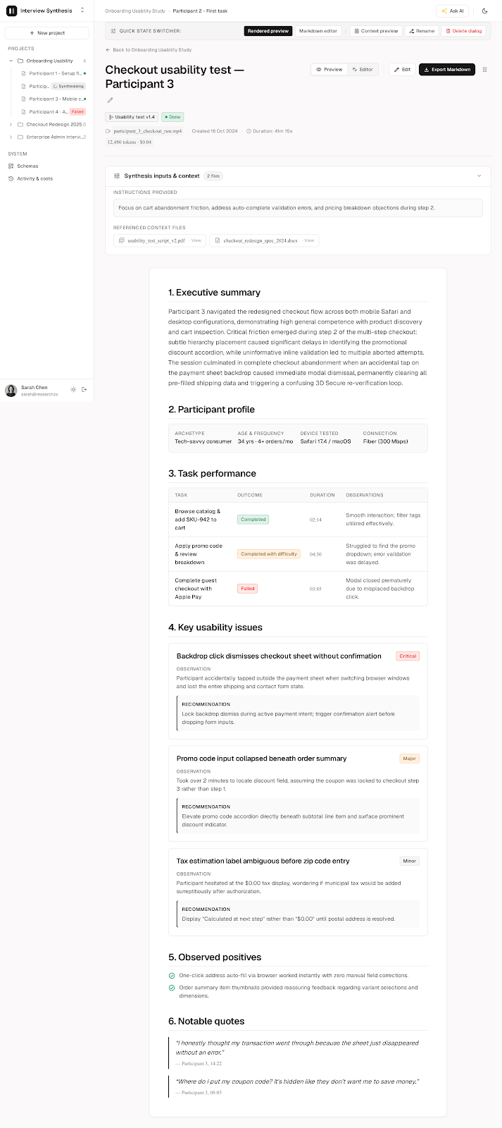 Google Stitch E2: document view screen
