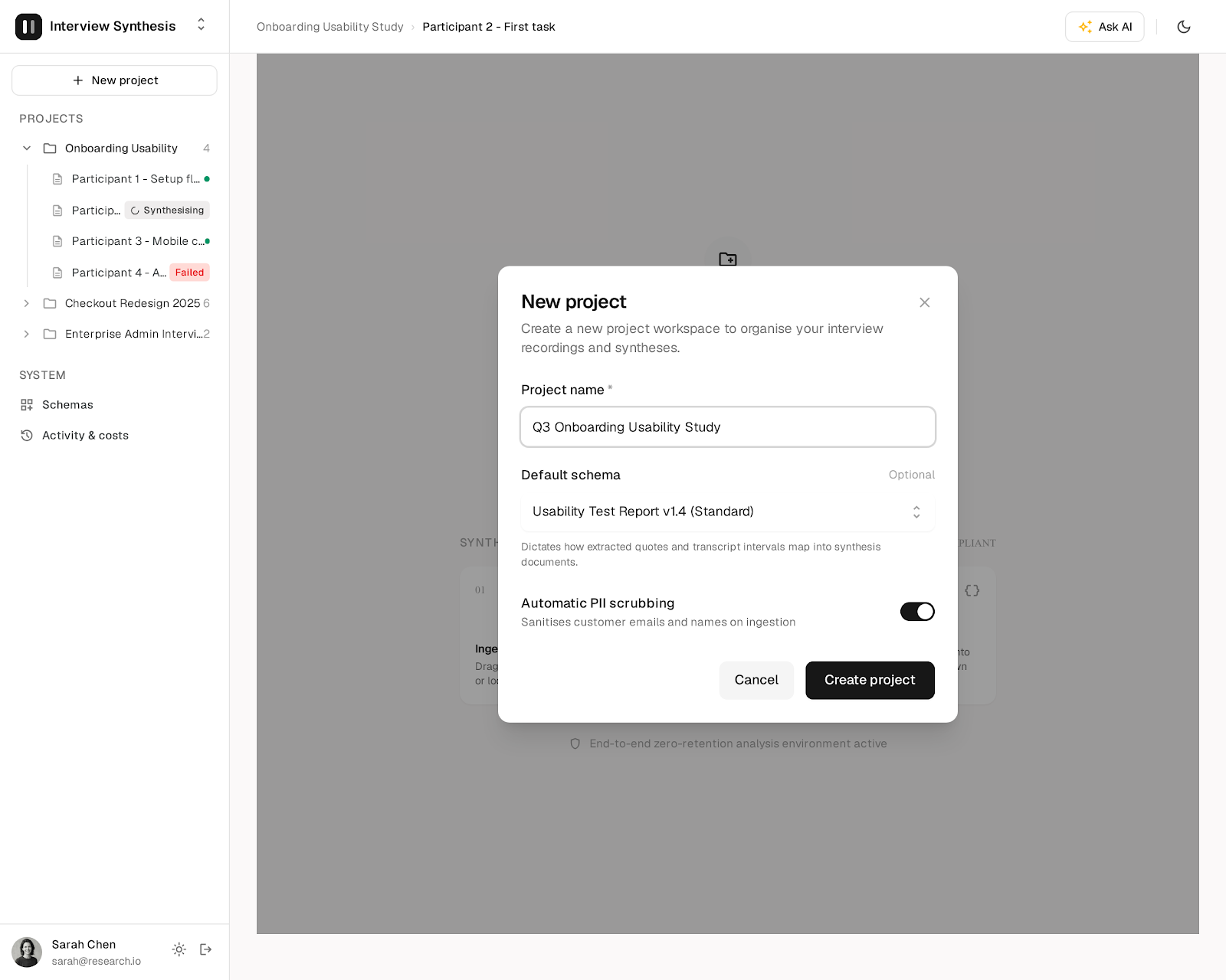Google Stitch E2: empty state (first sign-in) screen