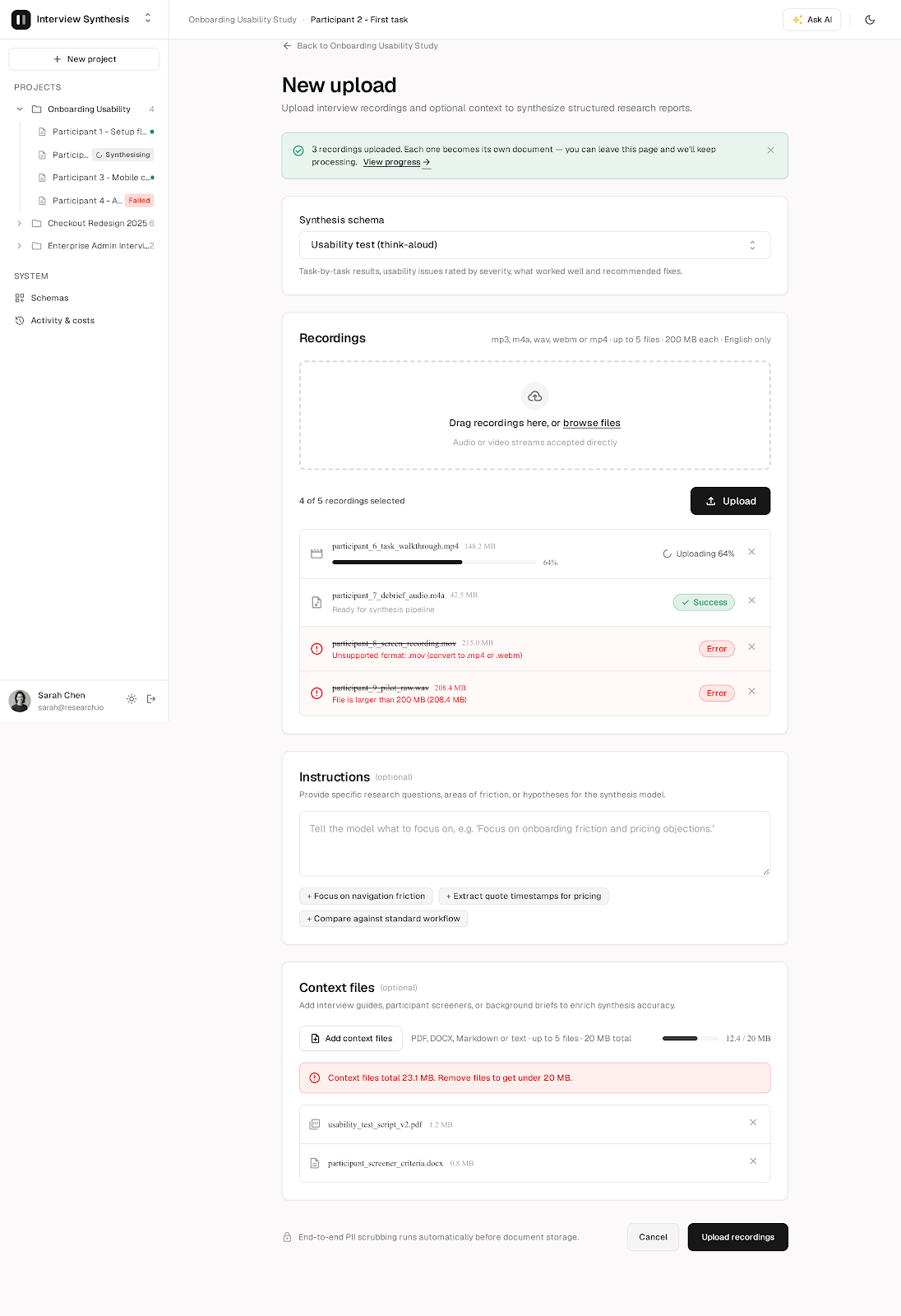 Google Stitch E2: new upload screen