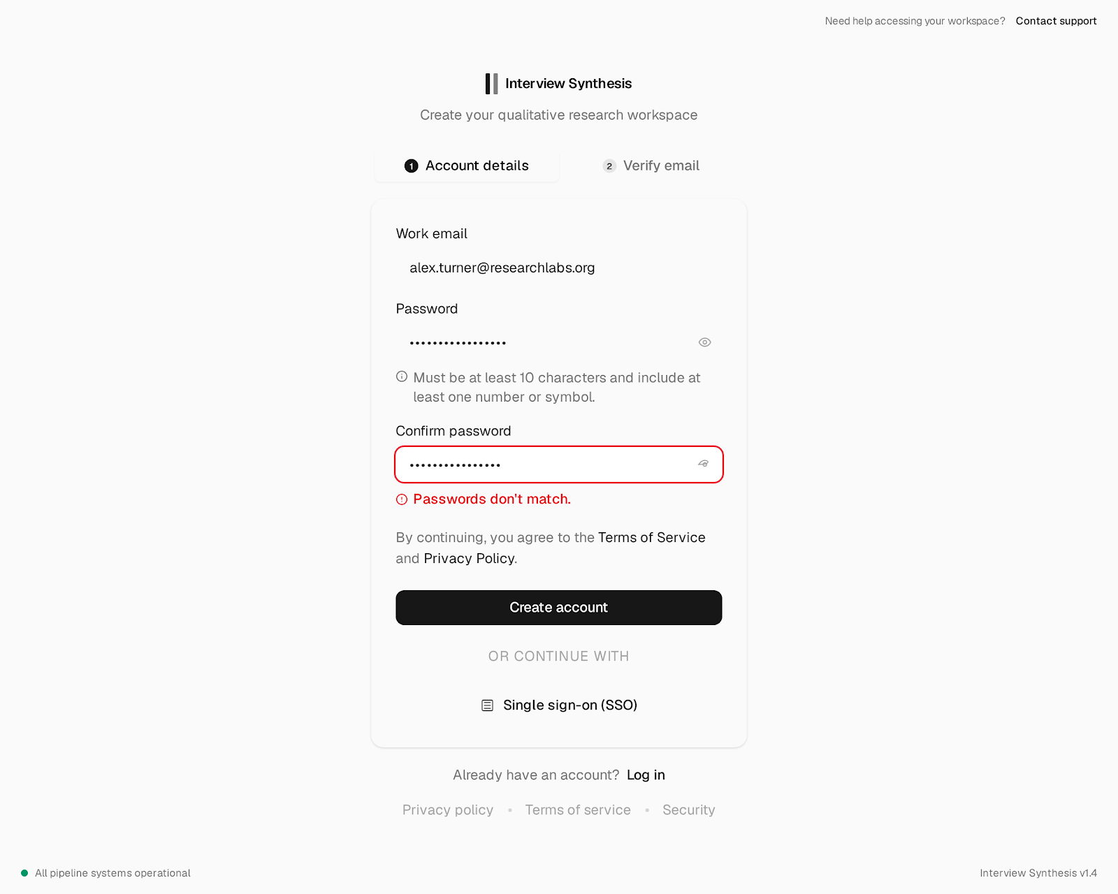 Google Stitch E2: sign up screen
